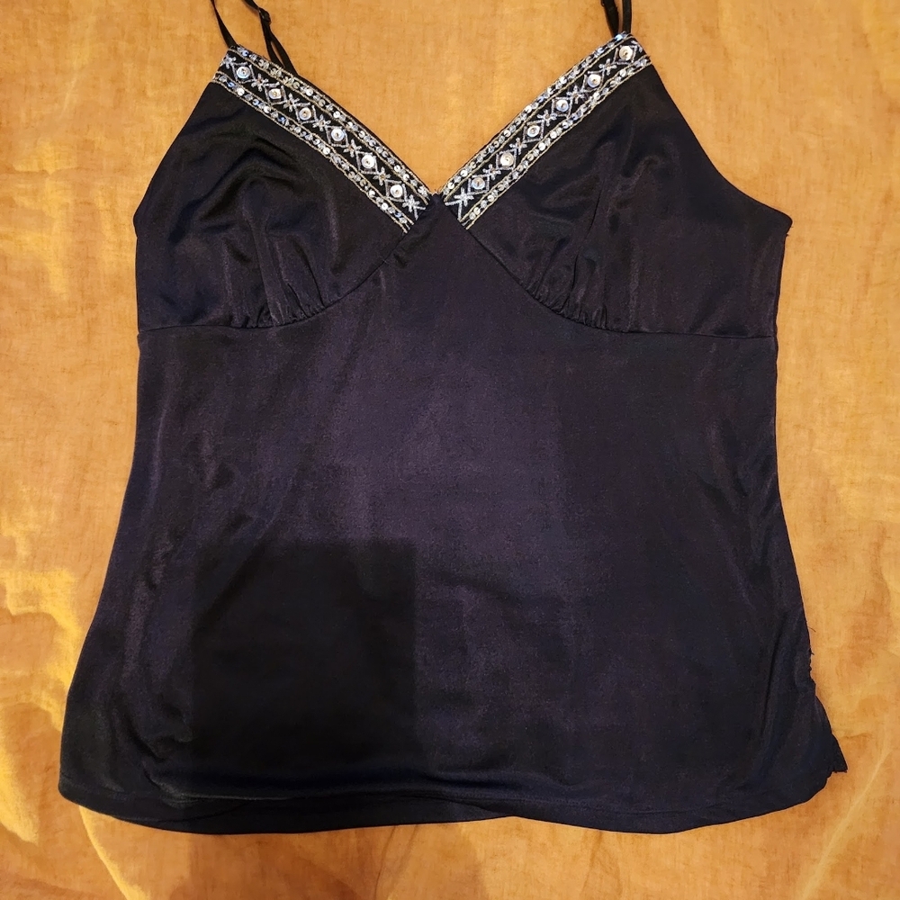 Elegant Black Embellished Women's Top